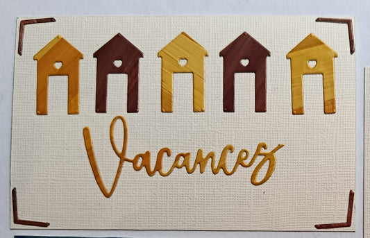 Carte Cabanes de plage "Vacances" - Or et violet