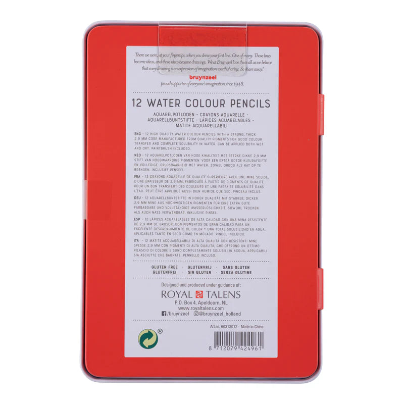 12 crayons de couleurs aquarelle - Boîte métal