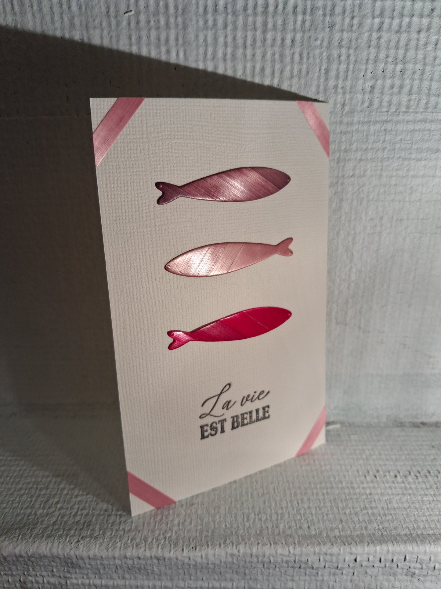 Carte Poissons roses "La vie est belle"