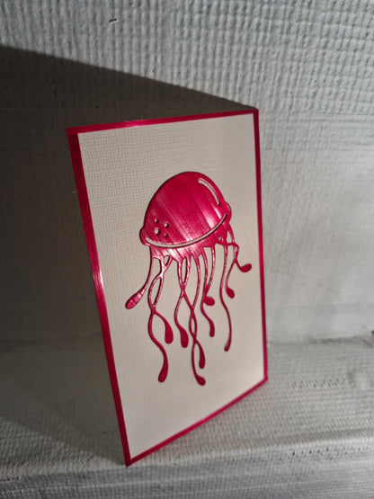 Carte Méduse rose fushia