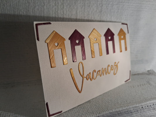 Carte Cabanes de plage "Vacances" - Or et violet