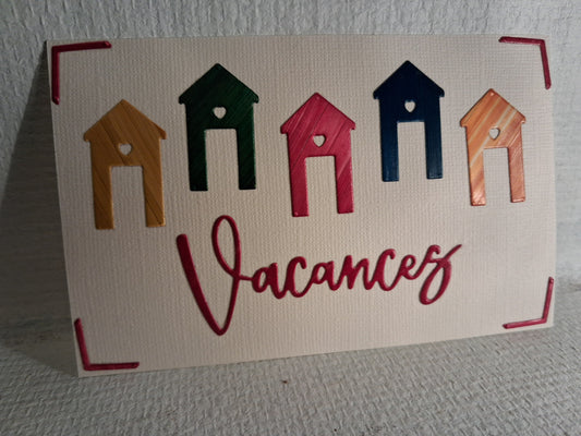 Carte cabanes de plage multicolores "Vacances"
