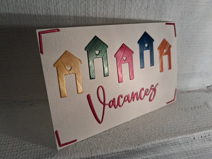 Carte cabanes de plage multicolores "Vacances"