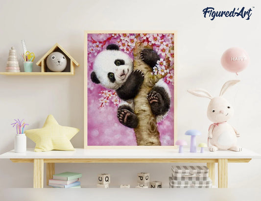 Peinture par numéro 40x50cm - Panda sur arbre rose