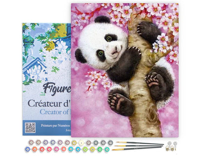 Peinture par numéro 40x50cm - Panda sur arbre rose