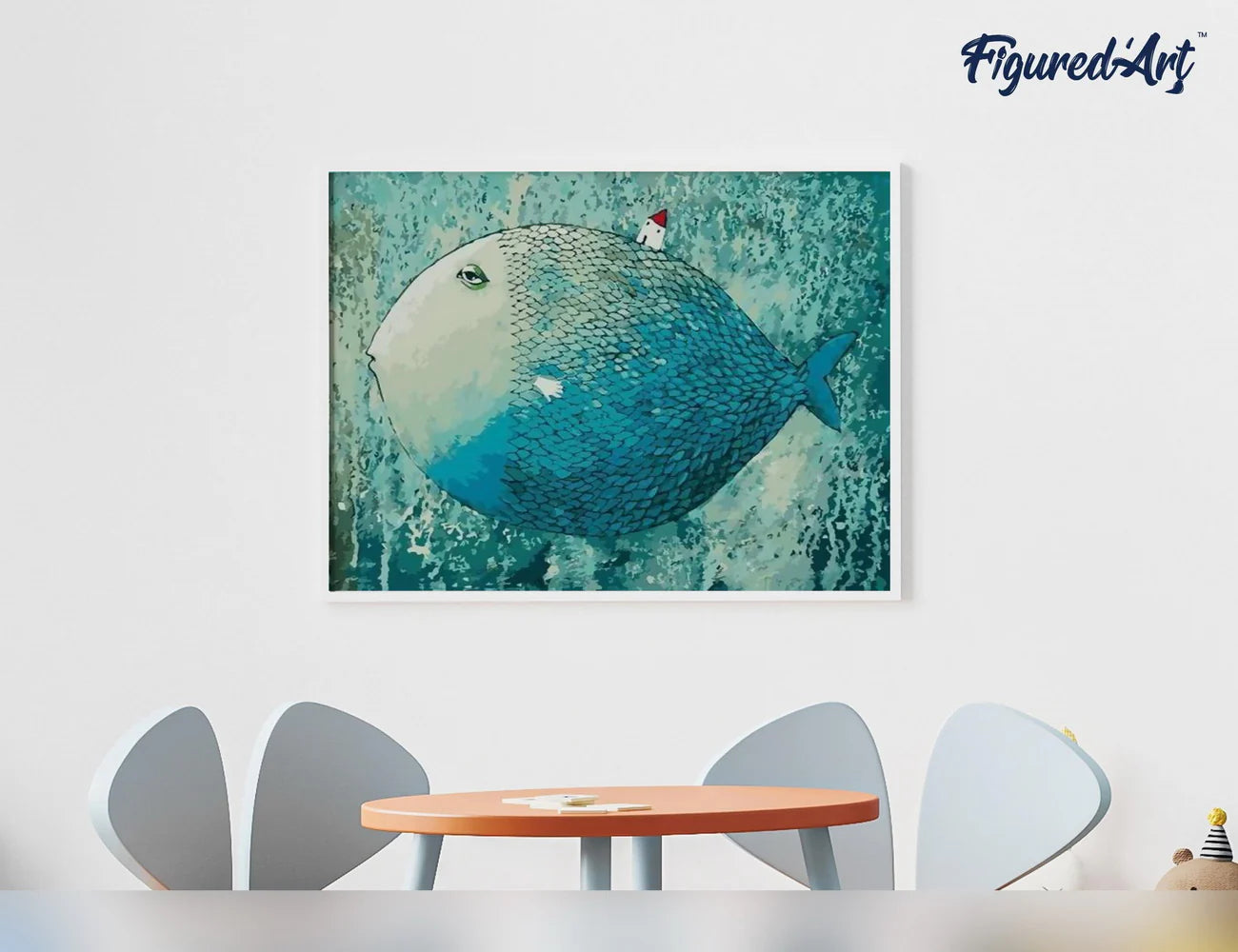 Peinture par numéro 40x50cm - Poisson Bleu Gris