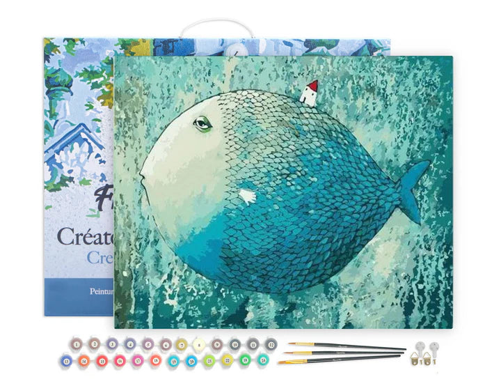 Peinture par numéro 40x50cm - Poisson Bleu Gris