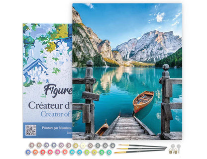Peinture par numéro 40x50cm - Barque sur lac de montagne