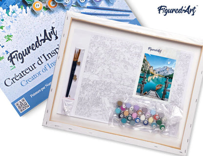 Peinture par numéro 40x50cm - Barque sur lac de montagne