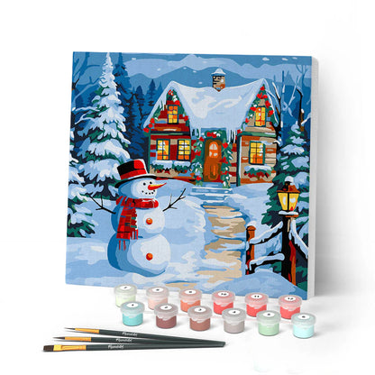 Peinture par numéro 20x20 - Bonhomme de neige