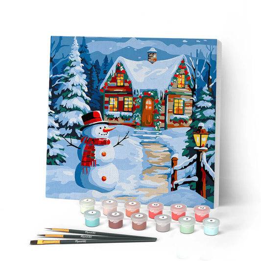 Peinture par numéro 20x20 - Bonhomme de neige