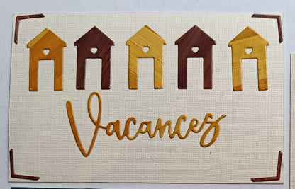 Carte Cabanes de plage "Vacances" - Or et violet