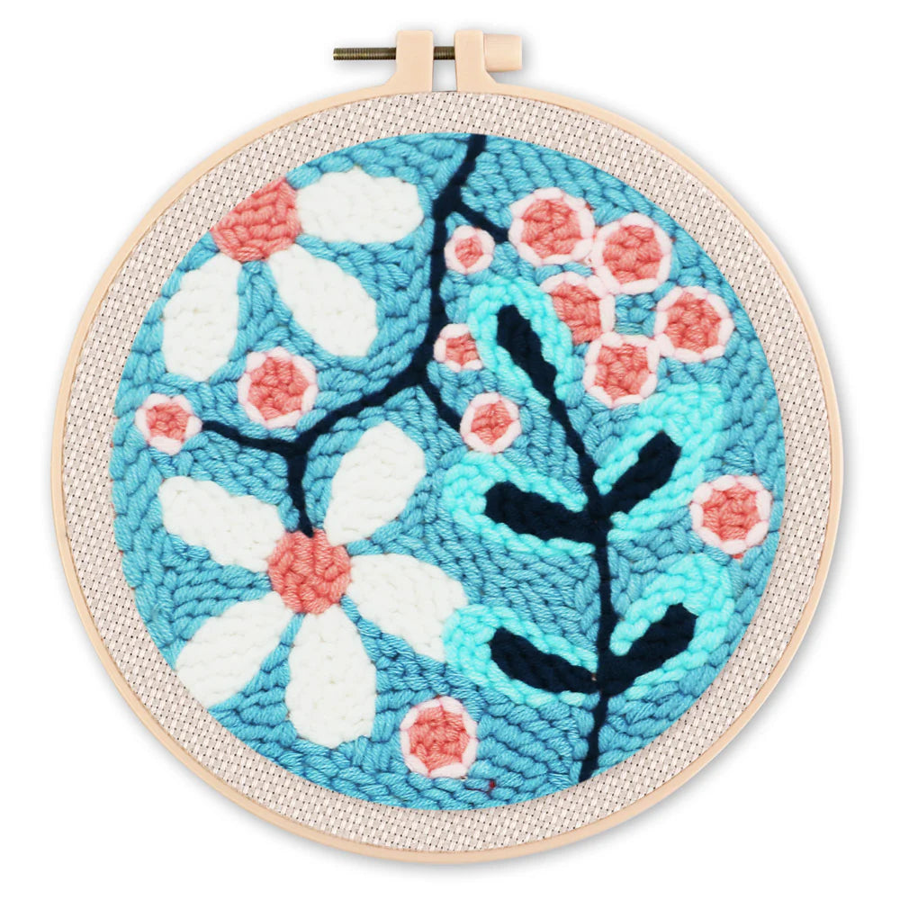 Kit de punch needle - Explosion de fleurs blanches
