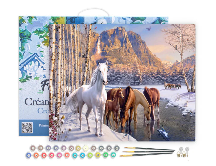 Peinture par numéro 40x50cm - Chevaux dans la neige