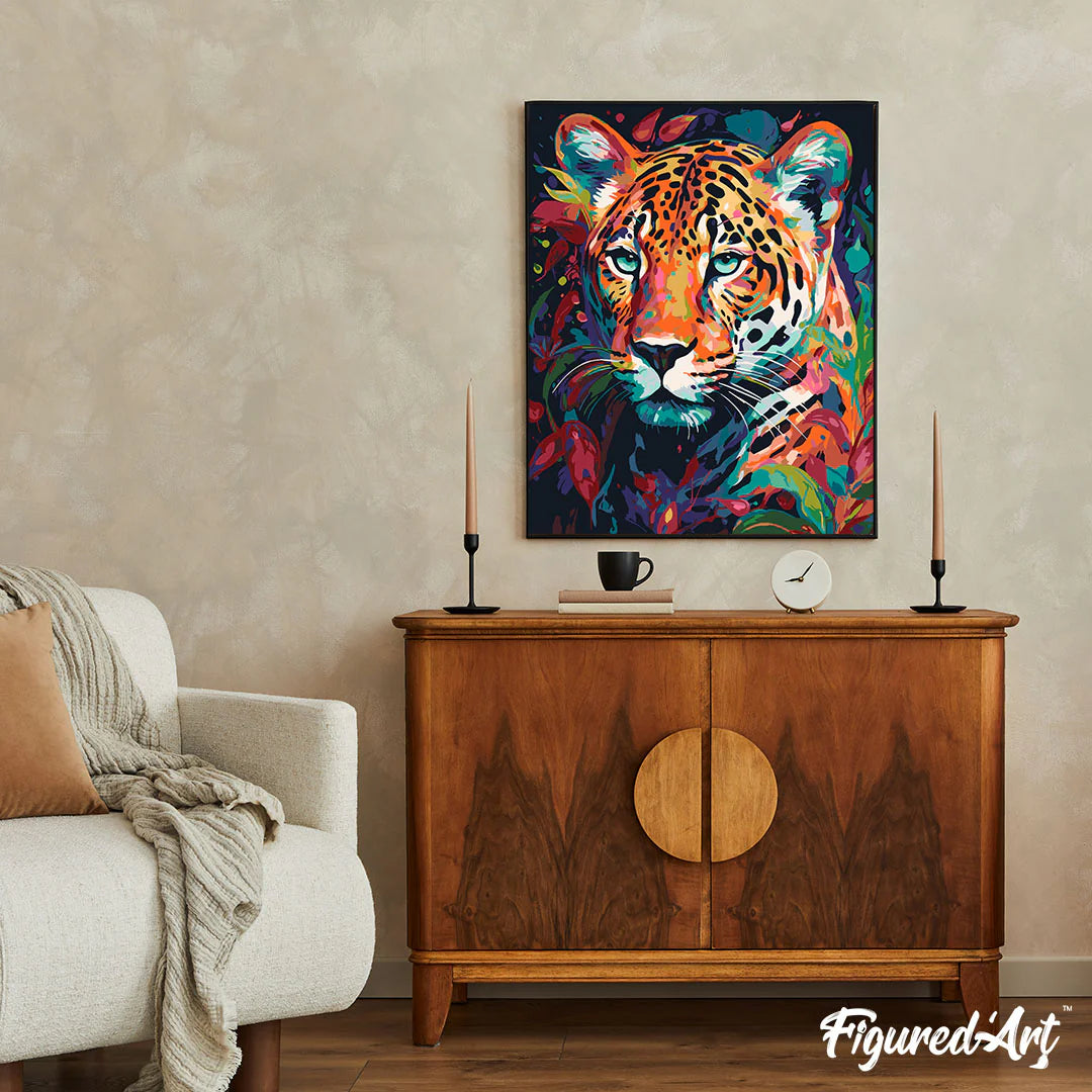 Peinture par numéro 40x50cm - Léopard coloré
