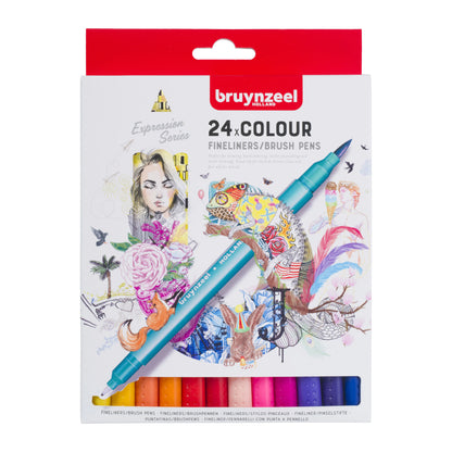 Feutres double mine : fineliner / pinceau x24