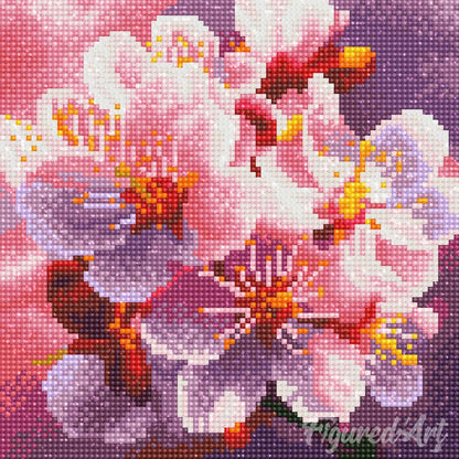 Kit de broderie diamant 25x25cm - Floraison des cerisiers