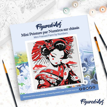 Peinture par numéro 20x20 - Geisha en noir et rouge