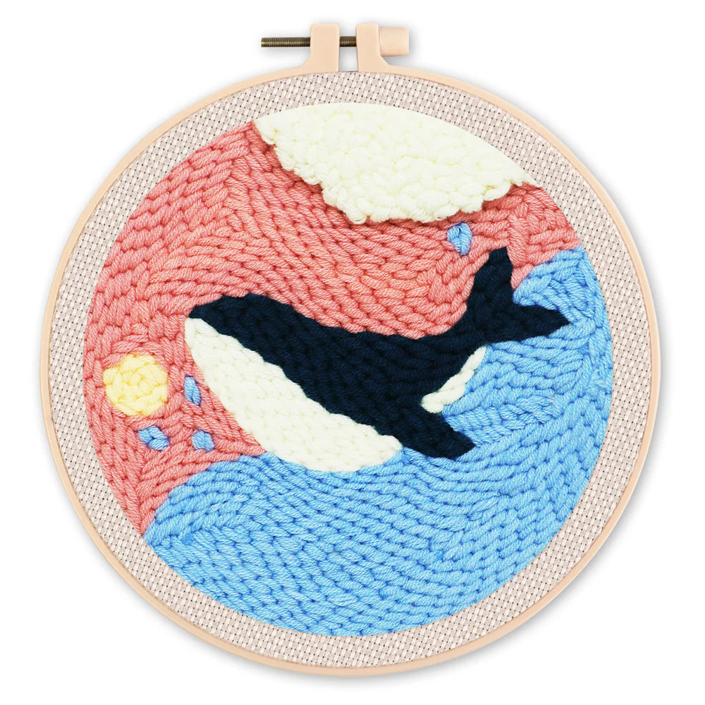 Kit de punch needle - Jolie baleine bleue