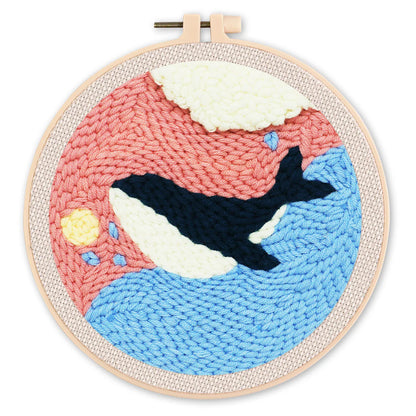 Kit de punch needle - Jolie baleine bleue