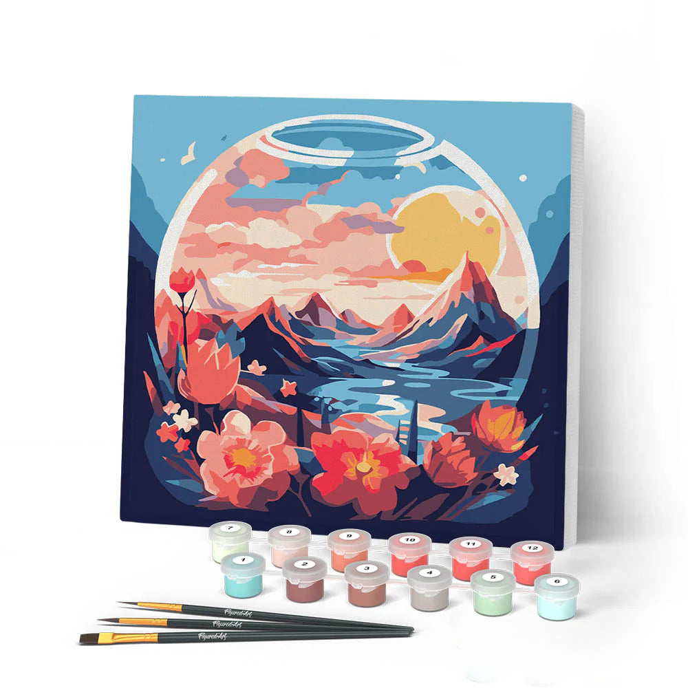 Peinture par numéro 20x20 - Paysage en boule de verre