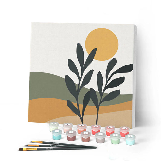 Peinture par numéro 20x20 - Paysage et plantes minimalistes