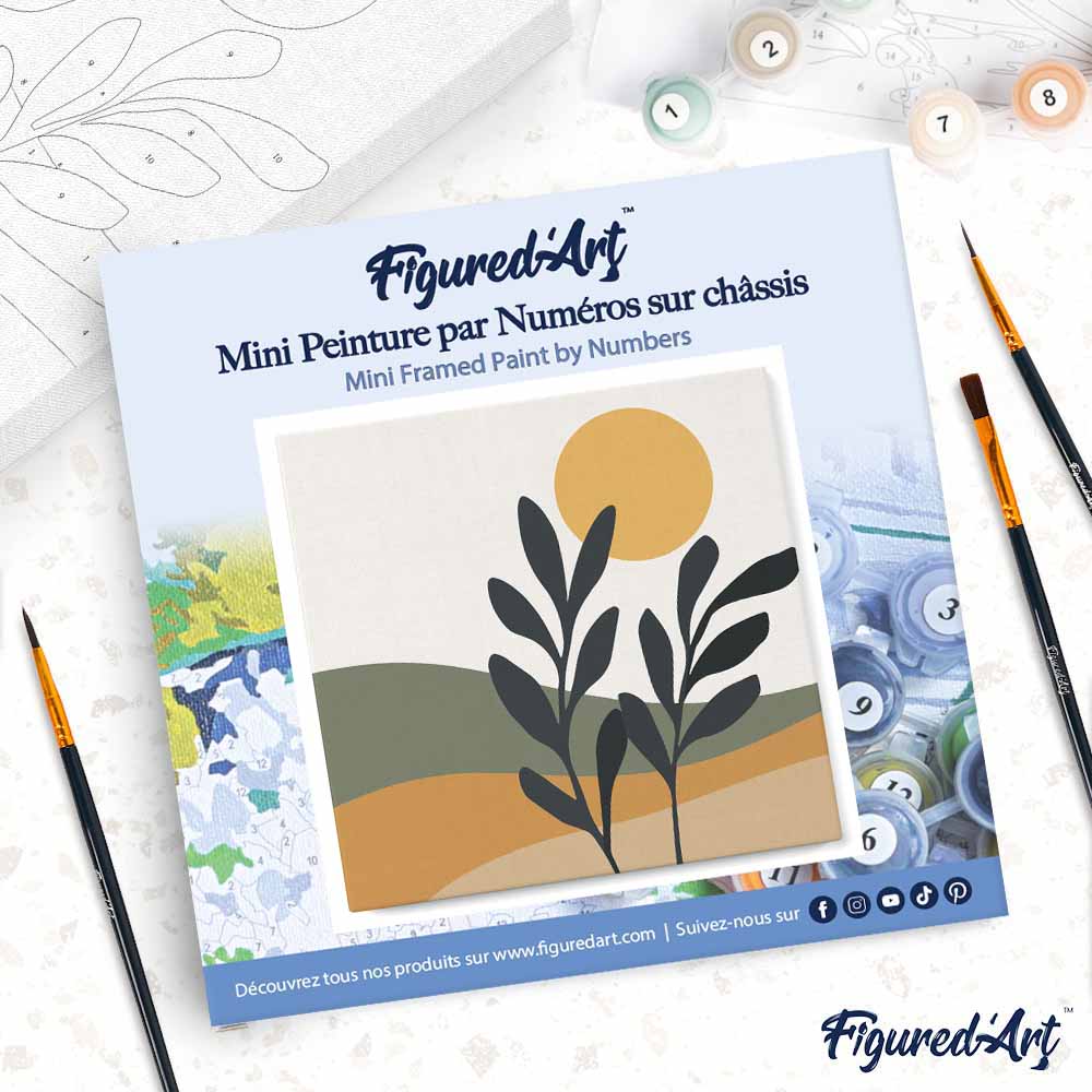 Peinture par numéro 20x20 - Paysage et plantes minimalistes