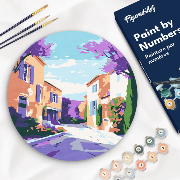 Peinture par numéro sur disque bois - Provence