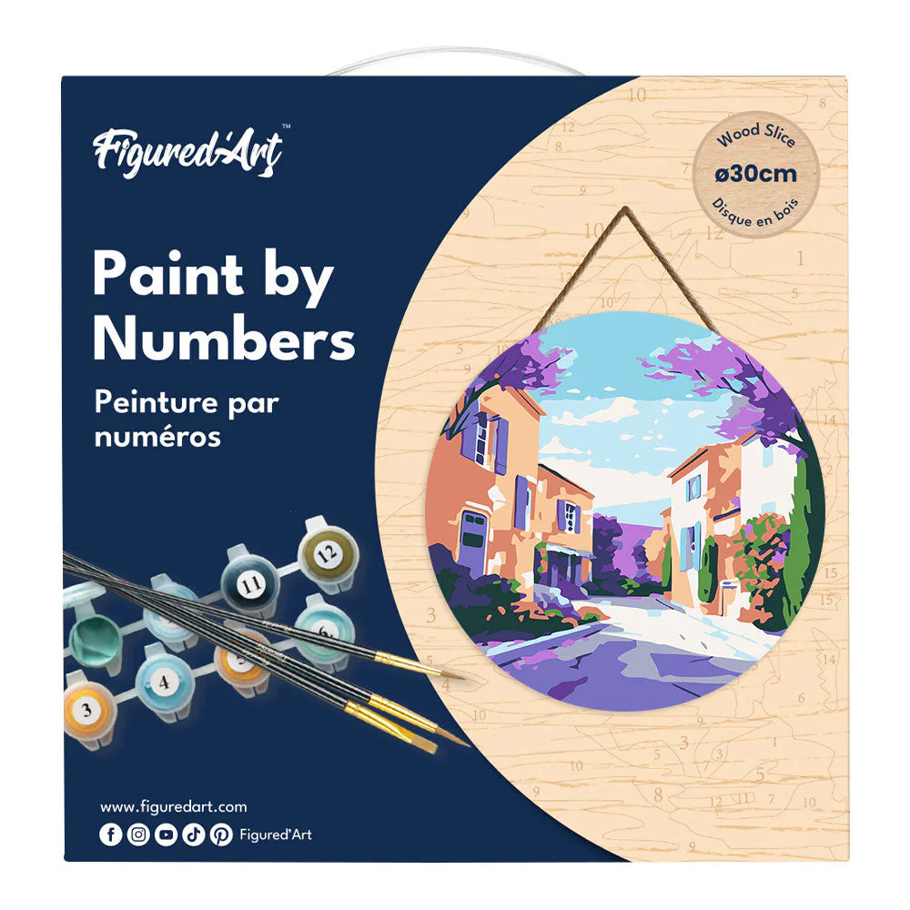 Peinture par numéro sur disque bois - Provence