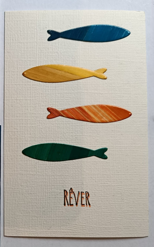 Carte Poissons multicolores "Rêver"