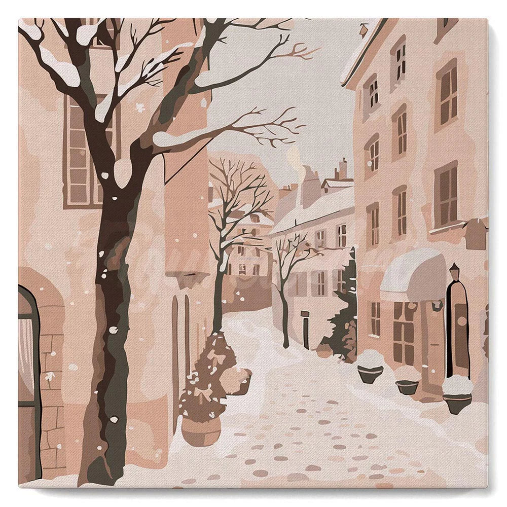 Peinture par numéro 20x20 - Ville paisible enneigée